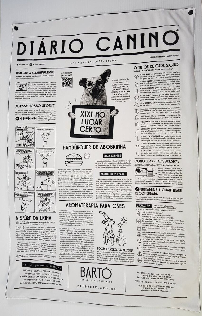 I) Barto Dog Diary Medium Dog Waterproof Mat Portuguese Souvenir from Brazil